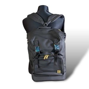 Agnatha Life Black Signature Travel Laptop Backpack Gold Hardware W Dust Cover￼